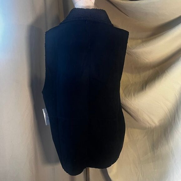 Stella & dot  Black Sherpa Faux Suede Chalet Vest  NWT Womens  Size 1X - Picture 4 of 12